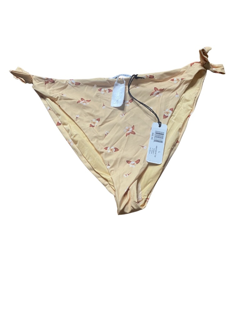 WeWoreWhat Amber Bow Bikini Bottom Floral Yellow Size L NWT